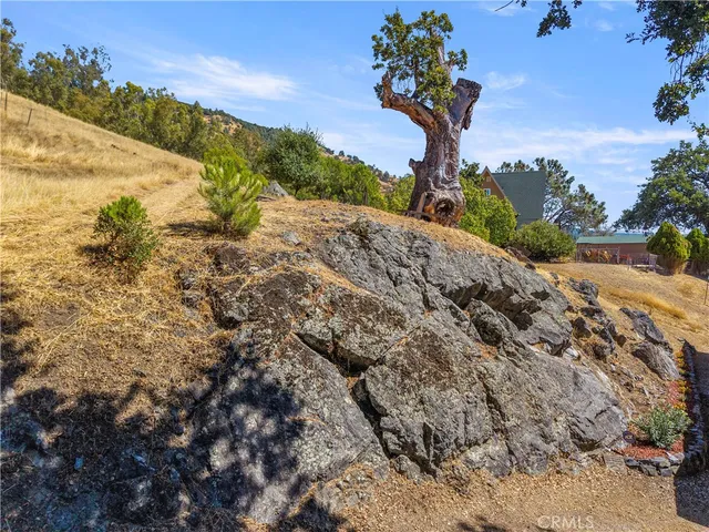 a view of a yard with mountain view