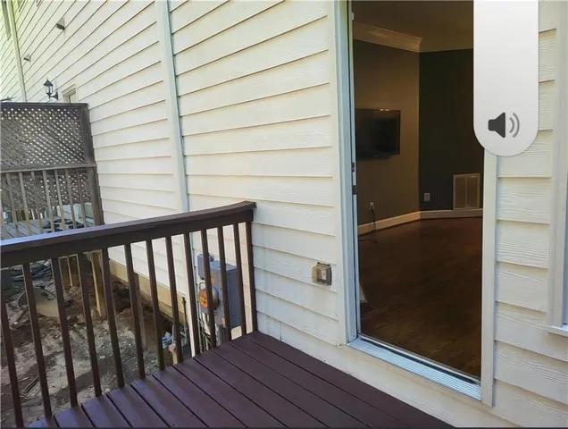 a view of wooden balcony