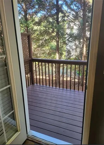 a view of wooden deck
