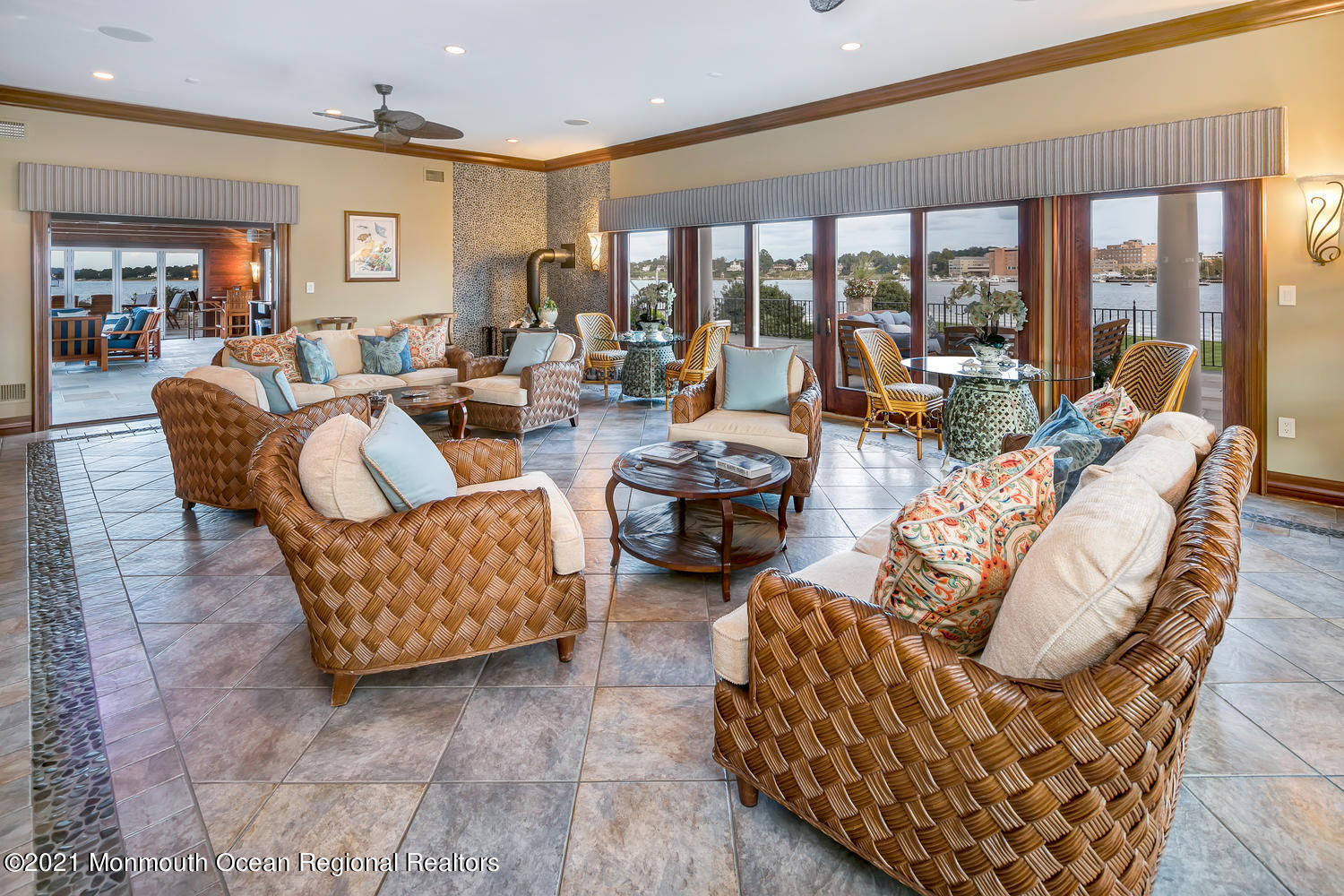 214 Conover Lane Red Bank, NJ 07701 - Photo 19 of 43 a living room with furniture fireplace and large windows