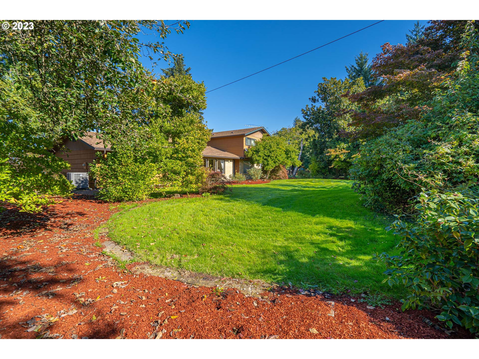 28171 Clear Lake Road Eugene, OR 97402 - Photo 26 of 48 a view of a yard with plants and a bench