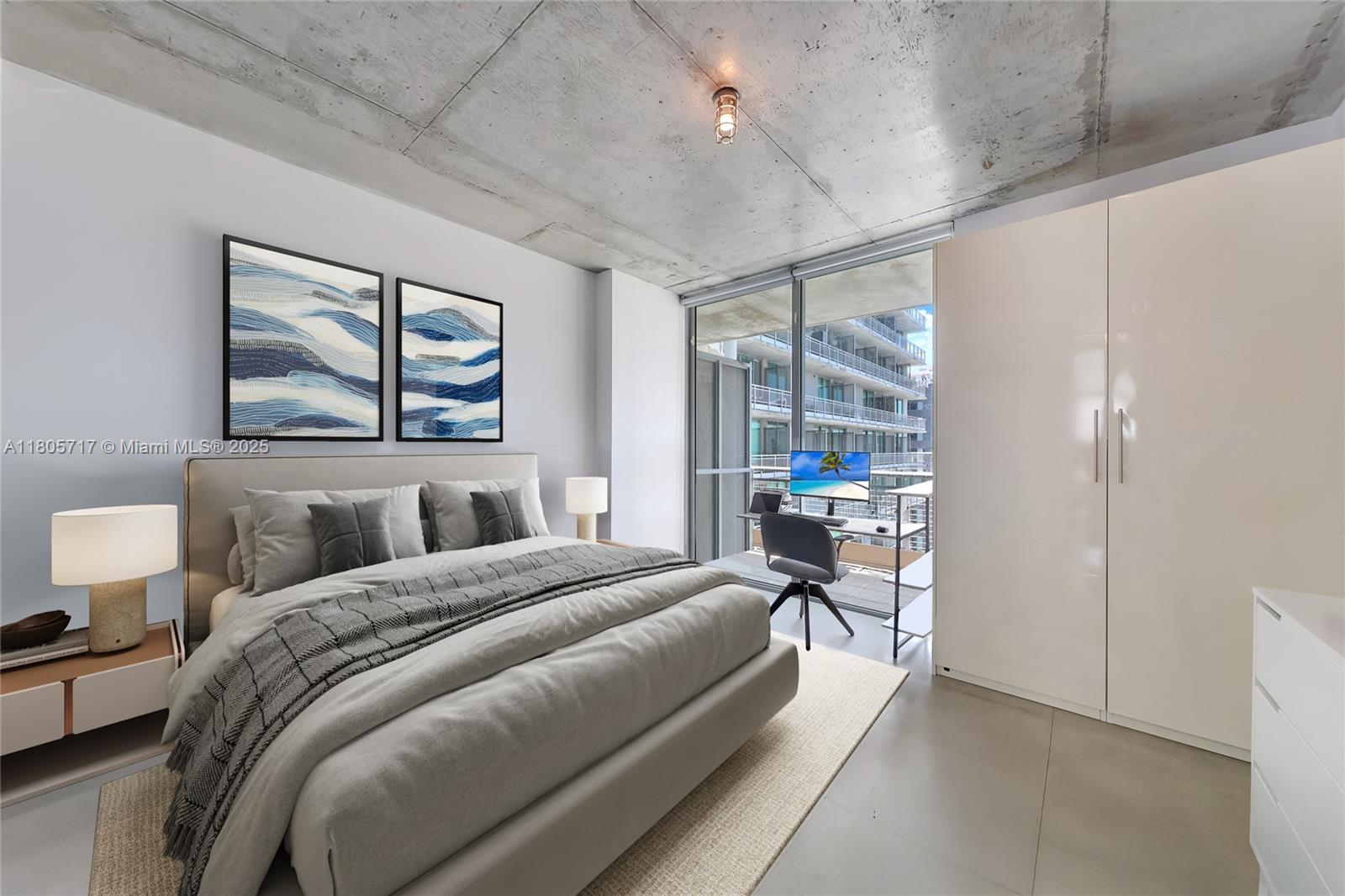 690 Southwest 1st Court, Unit 2109 Miami, FL 33130 - Photo 6 of 13 a bedroom with a bed and a large window with outer view