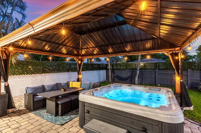 a view of a park with a slide