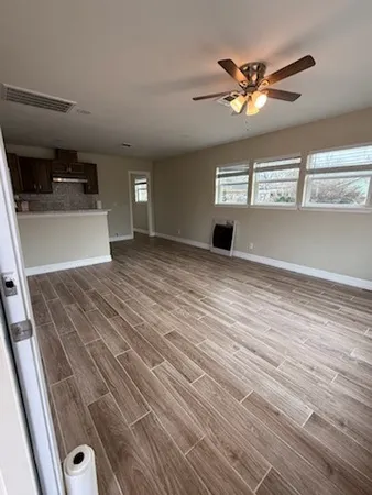 a view of a livingroom with a window
