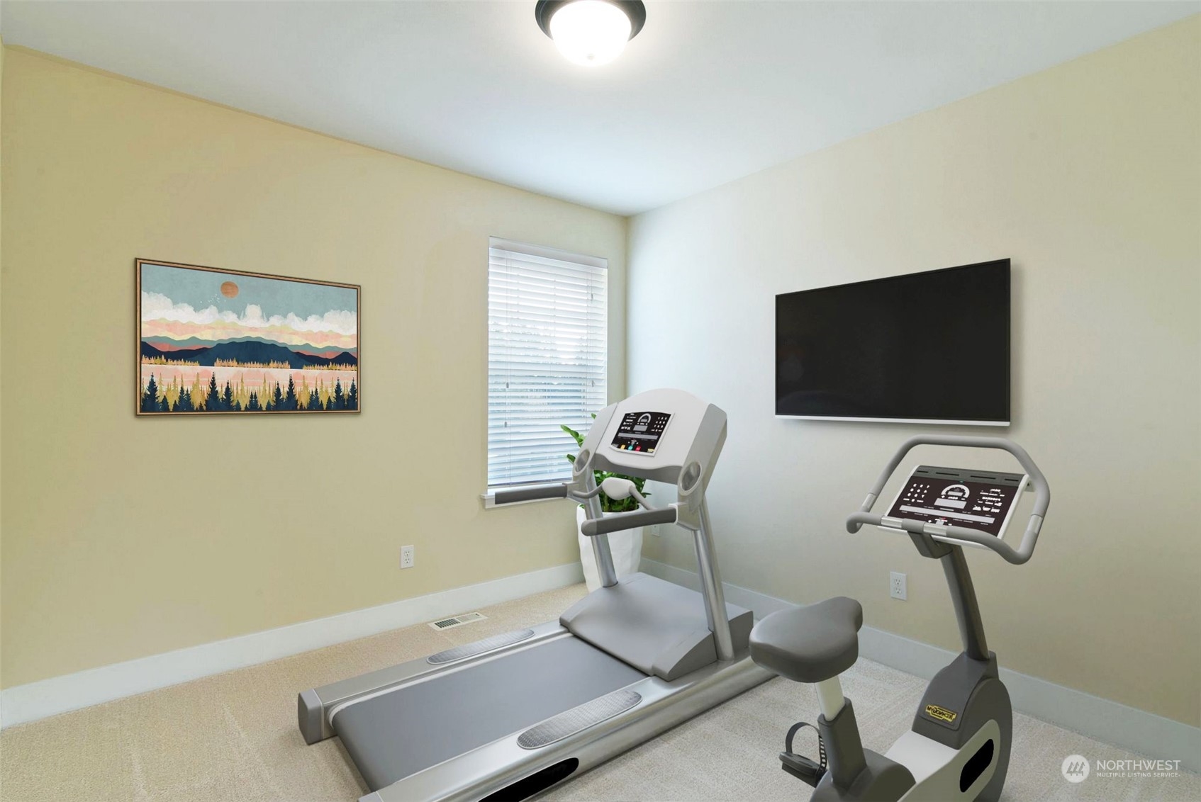 12 228th Street Southeast Bothell, WA 98021 - Photo 24 of 33 a room with gym equipment and a flat screen tv