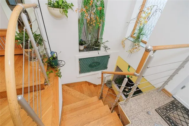 a living room with chairs