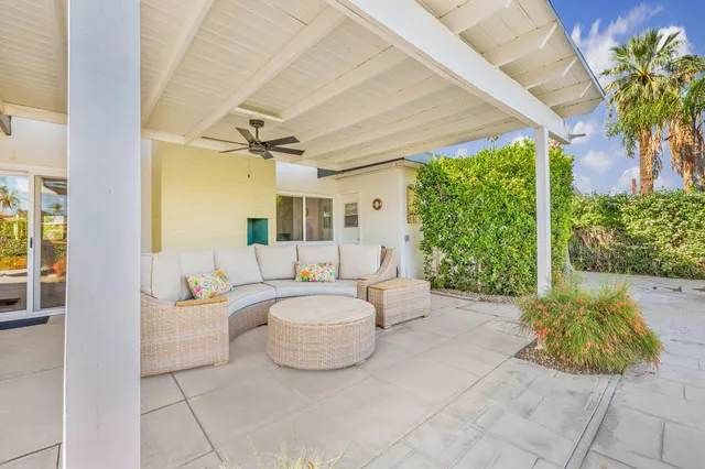 a spacious bedroom with a bed and a potted plant