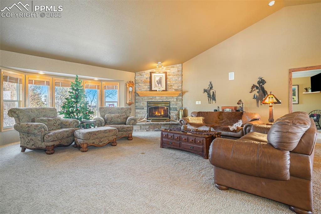 10695 Walker Road Colorado Springs, CO 80908 - Photo 10 of 49 a living room with furniture and a fireplace