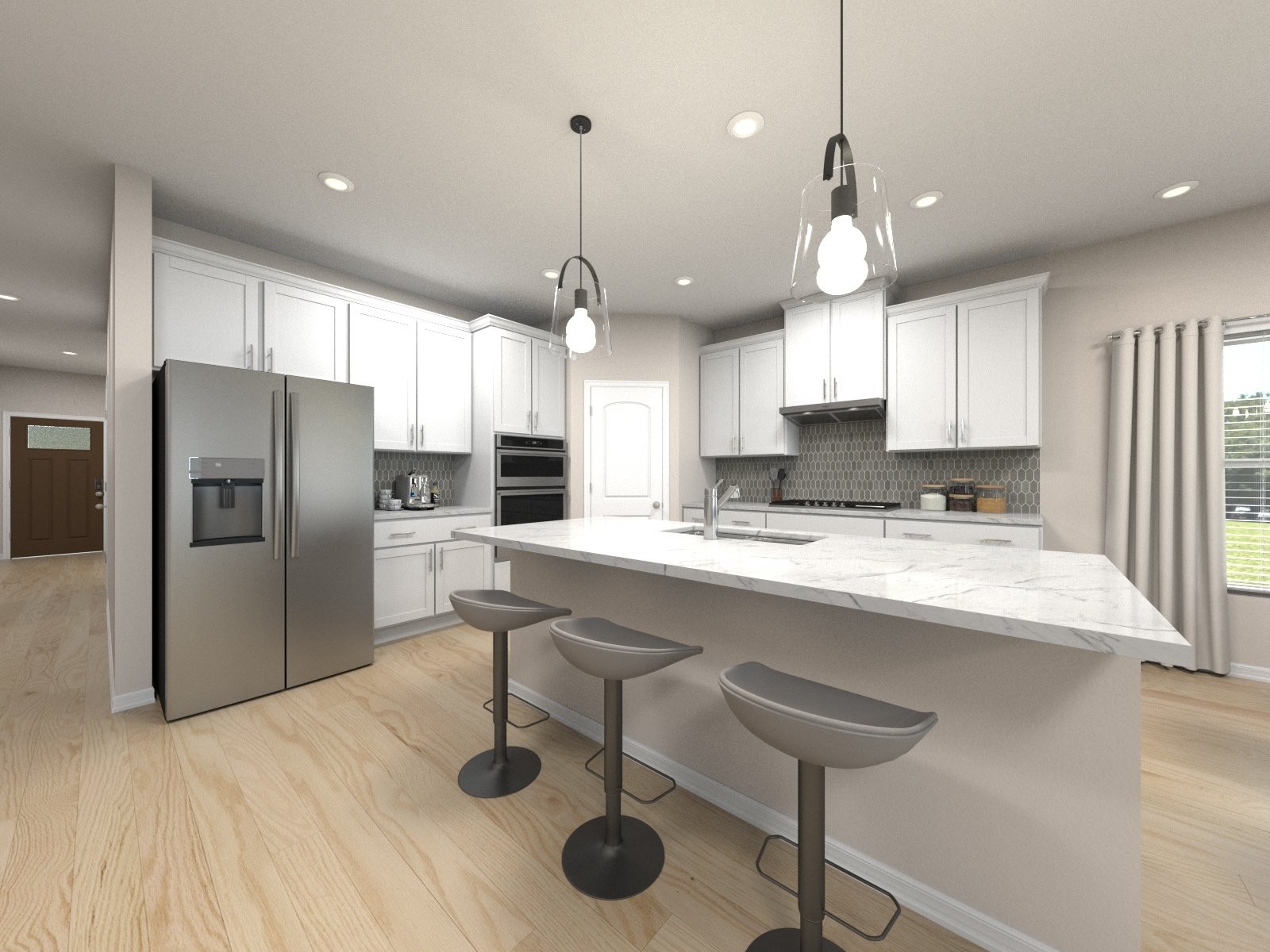 888 Lewis Way Antioch, TN 37013 - Photo 3 of 8 a kitchen with stainless steel appliances granite countertop a sink a stove a refrigerator and chairs