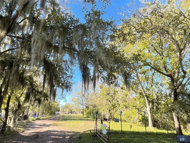a view of a yard with an outdoor space