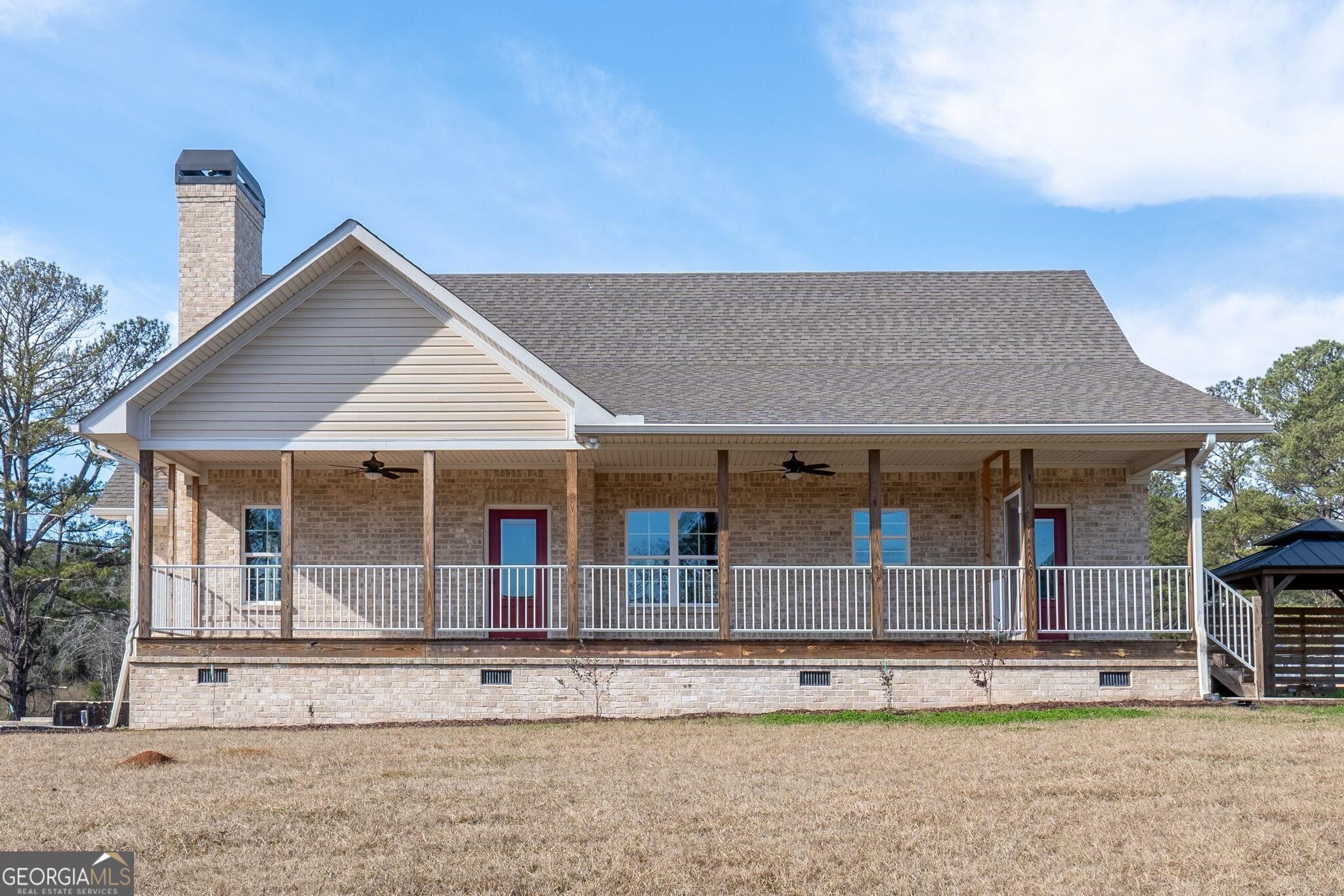front view of a house with a porch