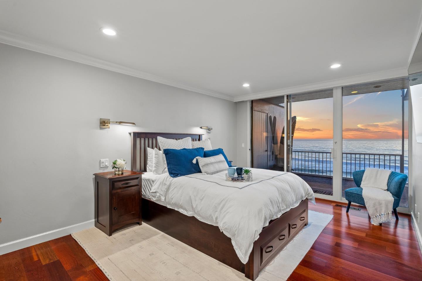 300 Oceanview Drive, Unit 401 La Selva Beach, CA 95076 - Photo 34 of 44 a bedroom with a bed a table and chair