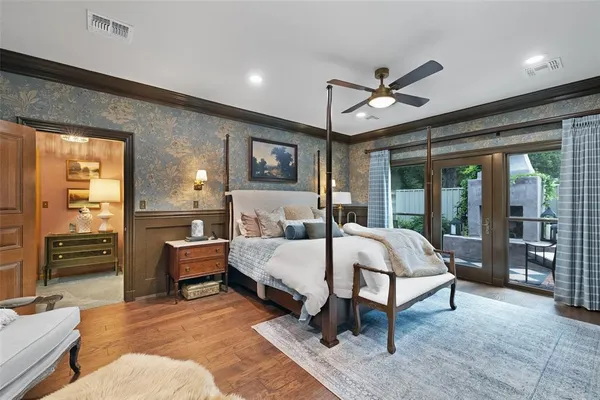 a bed room with a bed and furniture