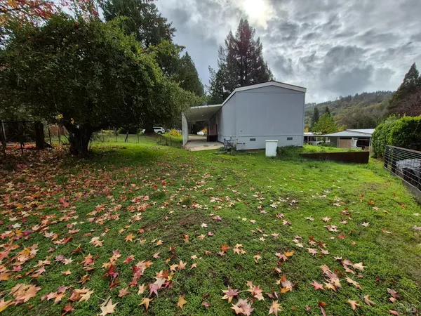 a backyard of a house with lots of green space