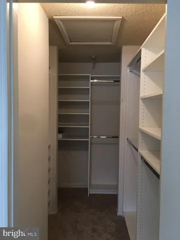 a view of an empty walk in closet