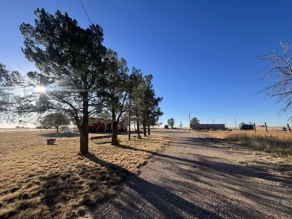 a view of a yard with mountain view