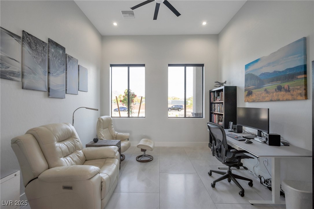 600 Quail Covey Road Henderson, NV 89002 - Photo 15 of 42 Home office with recessed lighting, ceiling fan