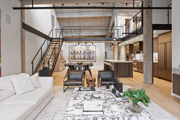 a living room with furniture