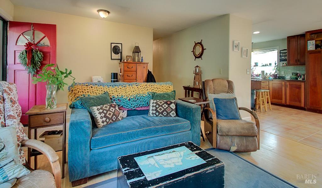 Living room with a peek at the kitchen