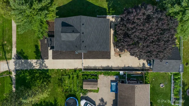 an aerial view of a house