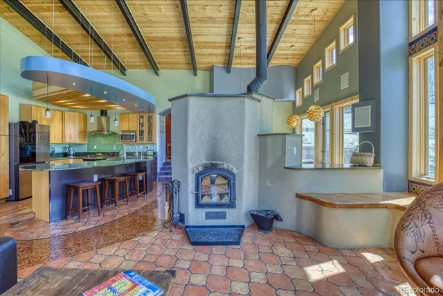 a building outdoor space with patio furniture