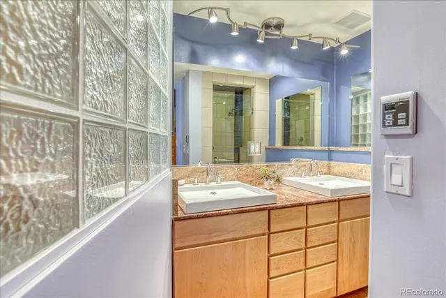 a view of an entryway with a chandelier