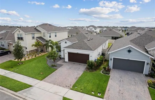 an aerial view of a house