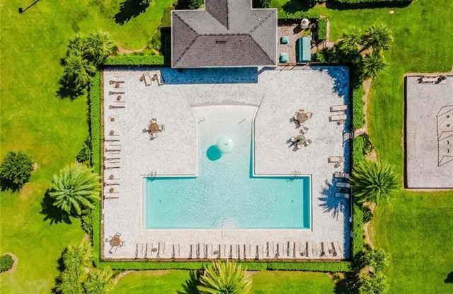 an aerial view of a house