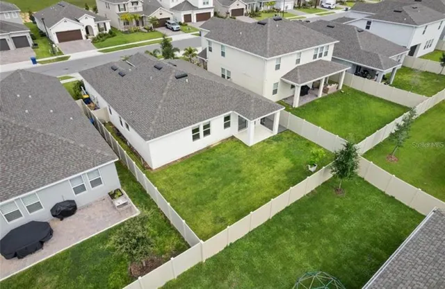 an aerial view of a house