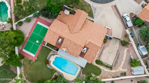 an aerial view of a house