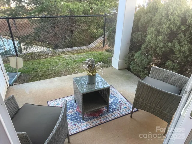 a view of an outdoor sitting space