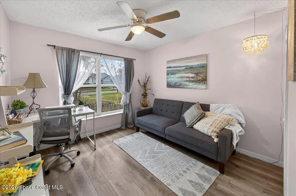 a living room with furniture