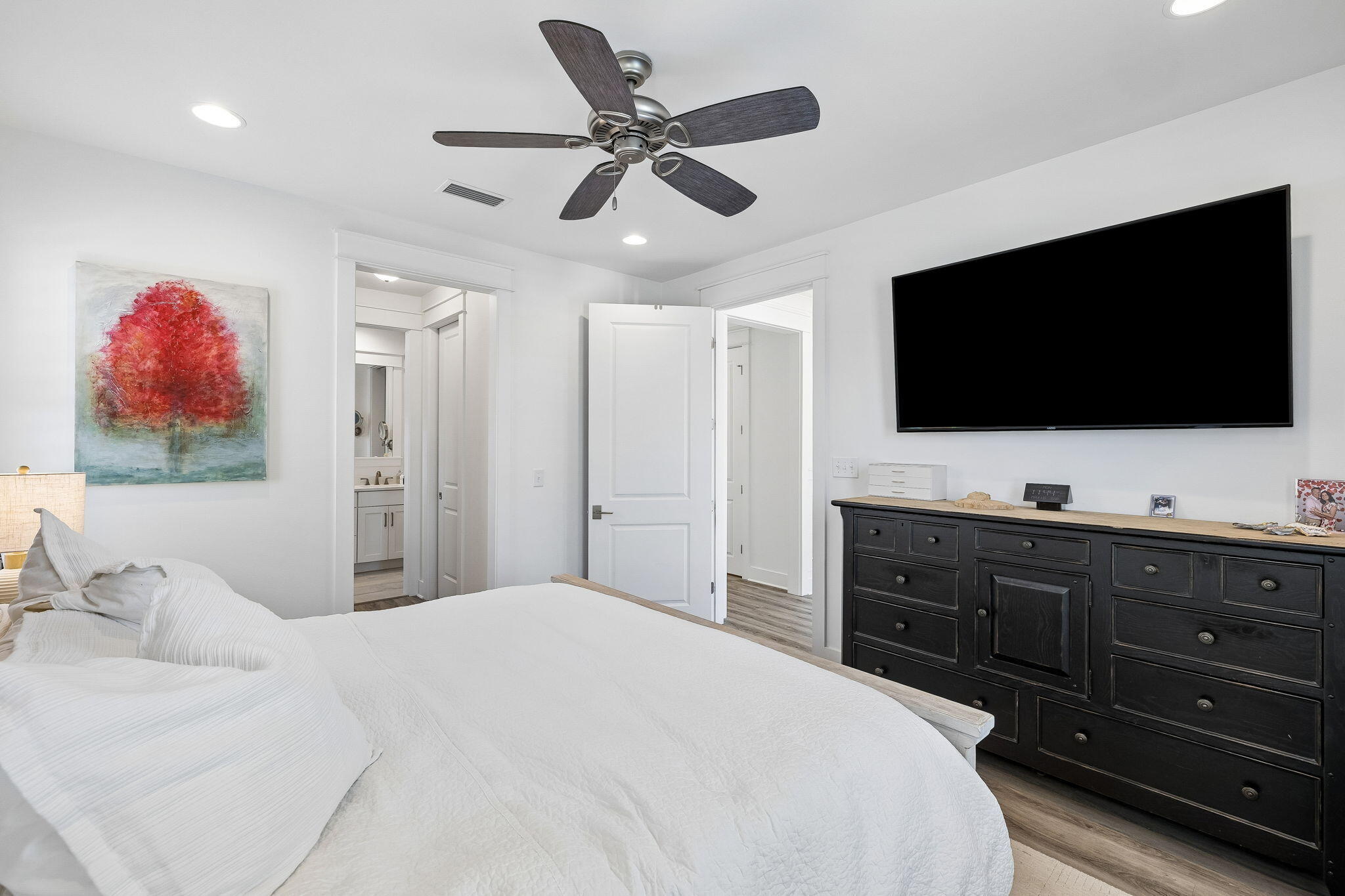 115 Log Landing St Inlet Beach Inlet Beach, FL 32461 - Photo 25 of 69 a bedroom with a bed and a flat screen tv