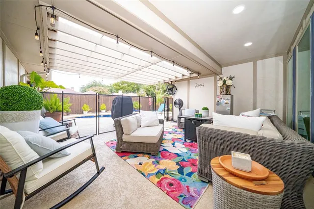 a outdoor living space with furniture and a couch