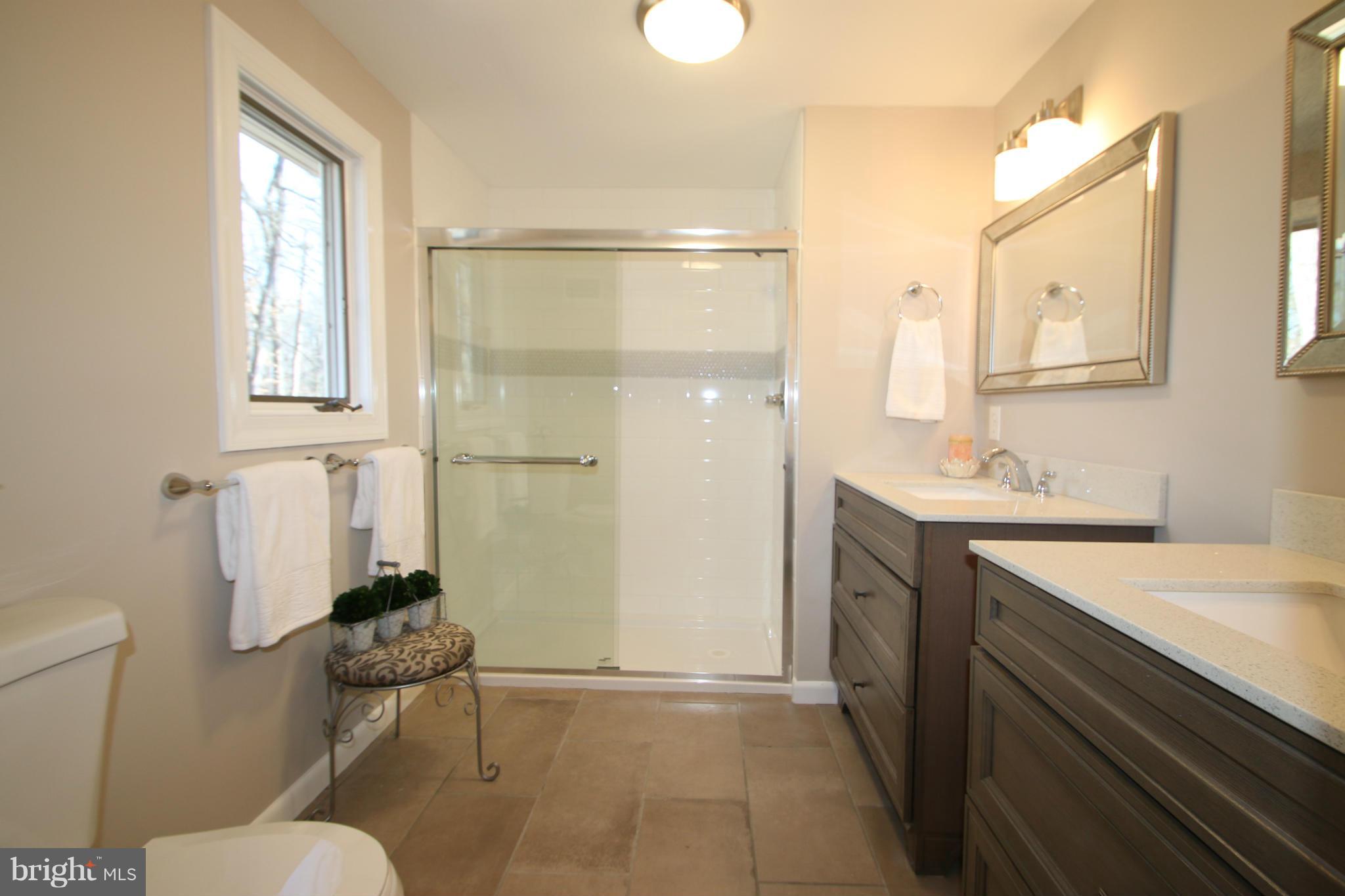 4321 Oaktree Road Rockville, MD 20853 - Photo 10 of 24 a bathroom with a sink a toilet a mirror and shower