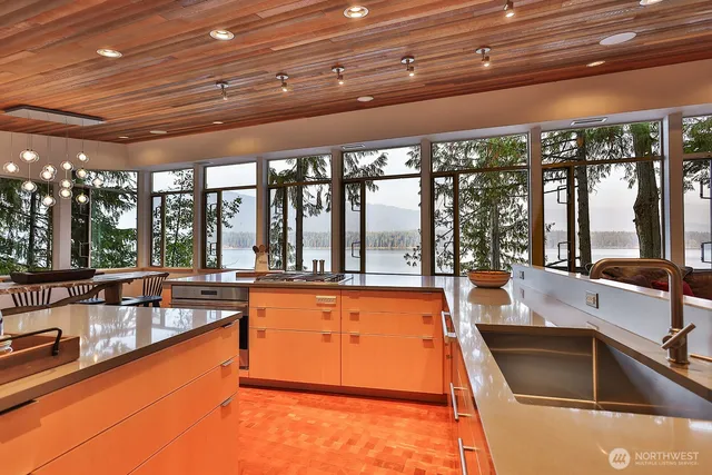 a living room with a large window