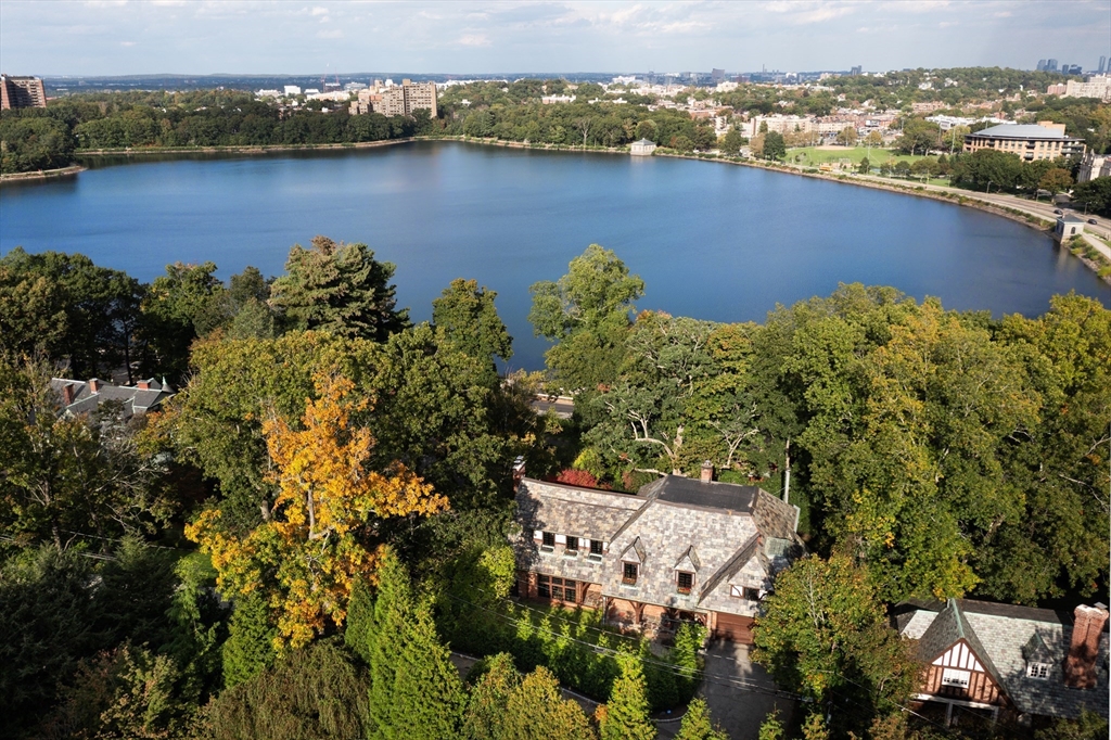 116 Chestnut Hill Road Newton, MA 02467 - Photo 2 of 18 an aerial view of residential building with outdoor space and lake view