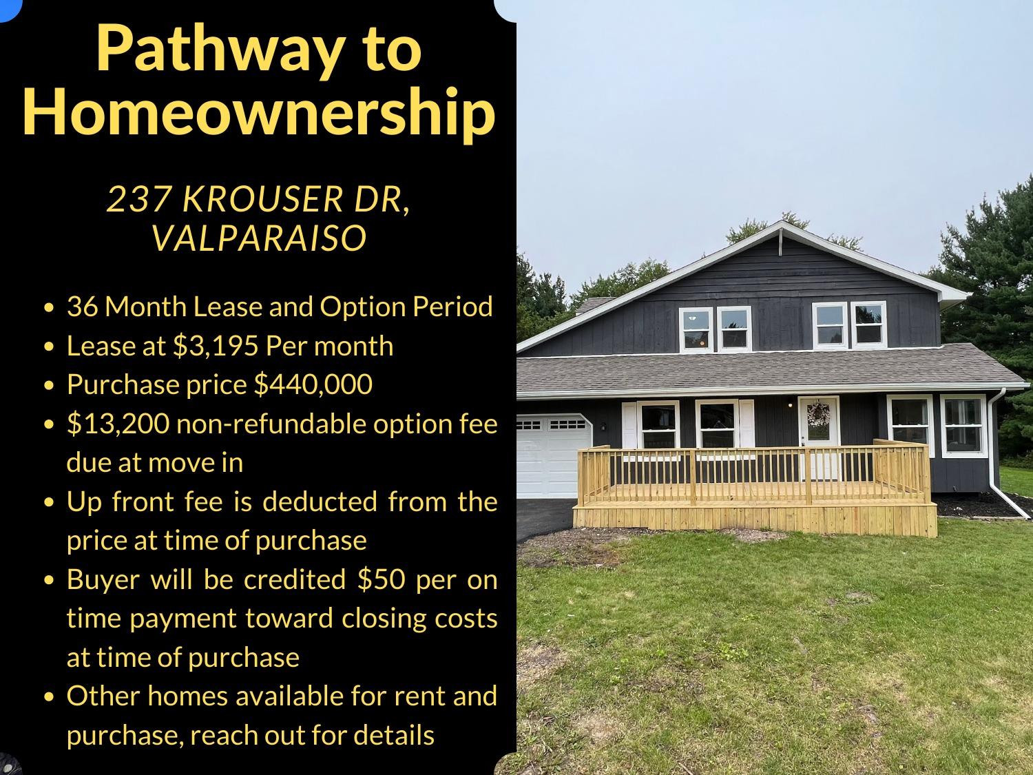 237 Krouser Drive Valparaiso, IN 46385 - Photo 2 of 31 a view of front of a house with a garden