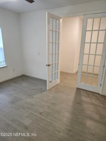 an empty room with windows