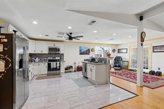 an aerial view of a house