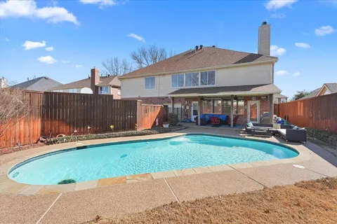a view of a house with swimming pool and a yard
