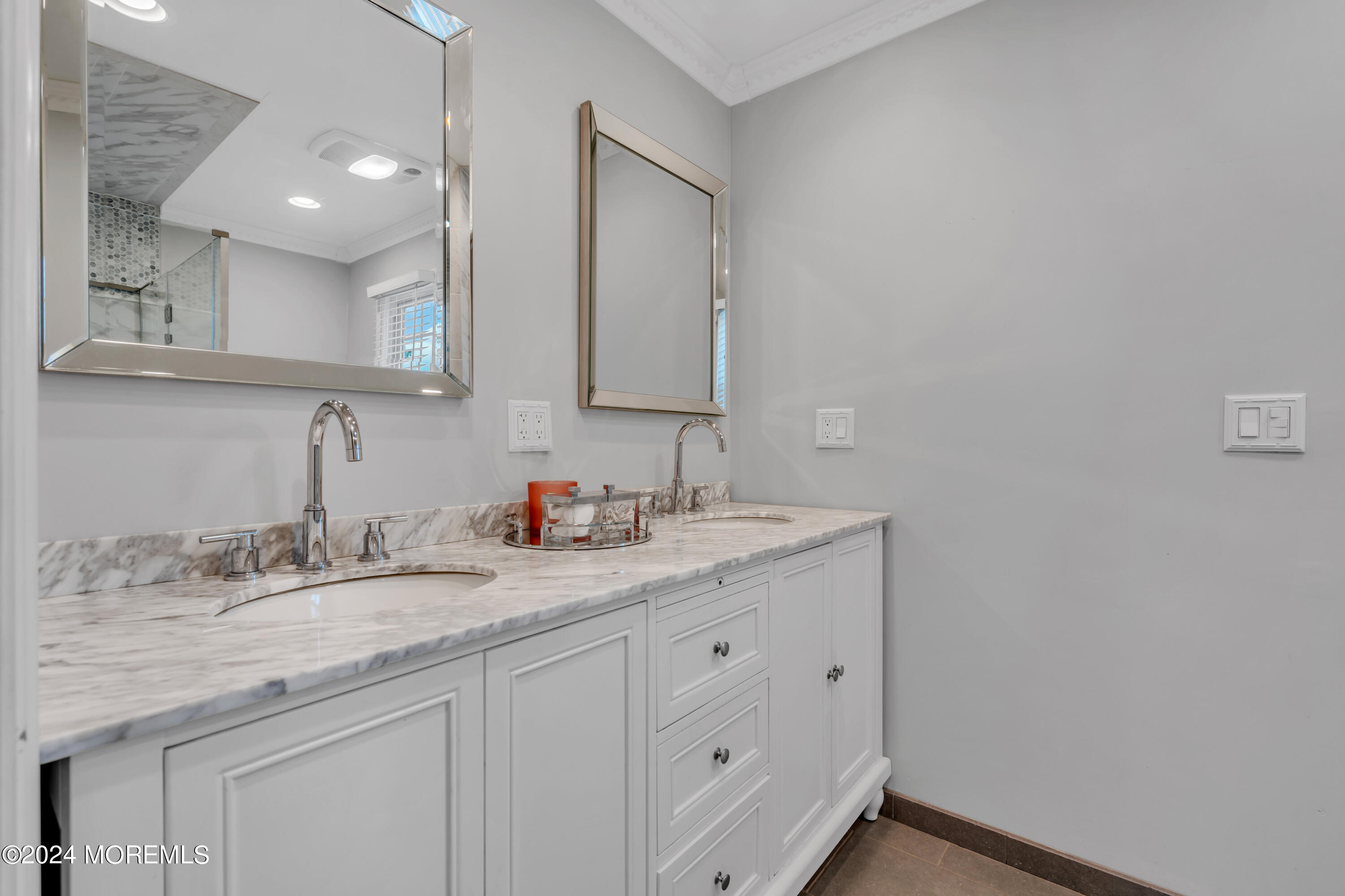 15 Spicy Pond Road Howell, NJ 07731 - Photo 40 of 74 a bathroom with a granite countertop sink double and mirror