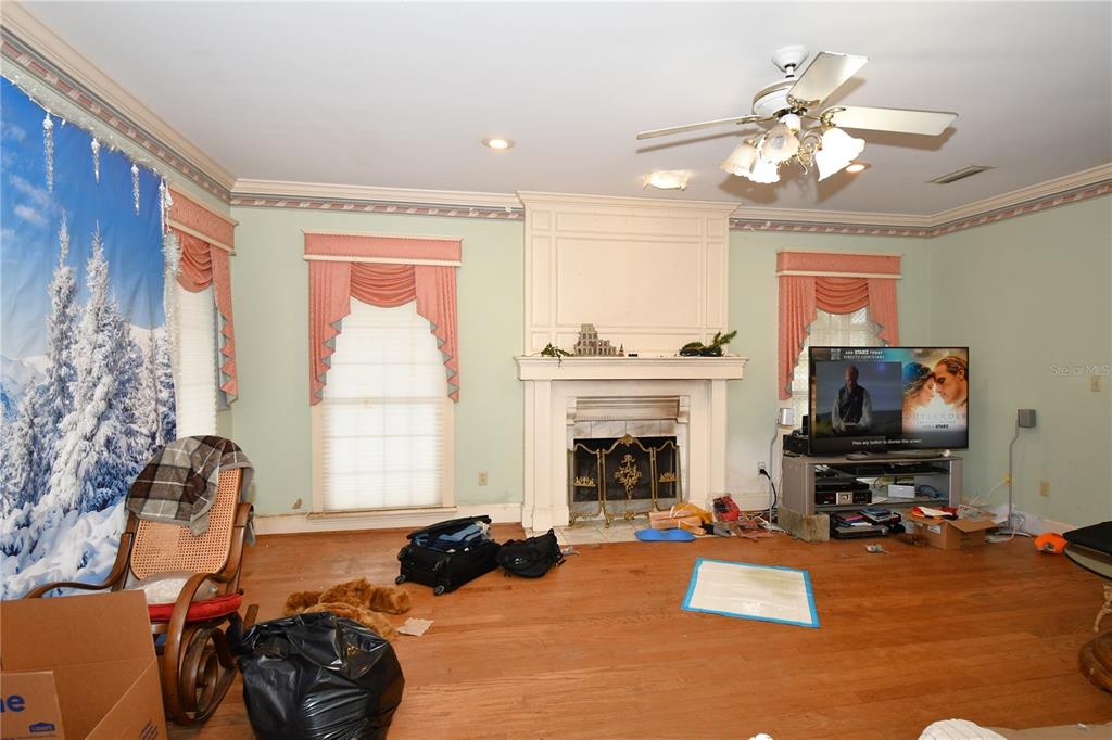 600 Old Eustis Road Mount Dora, FL 32757 - Photo 14 of 29 a living room with furniture a fireplace and a flat screen tv