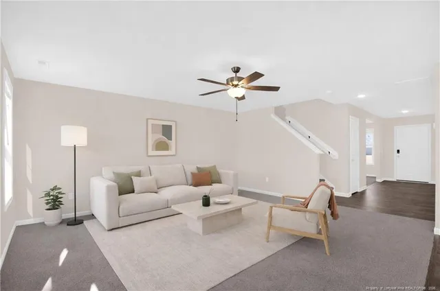 a living room with furniture