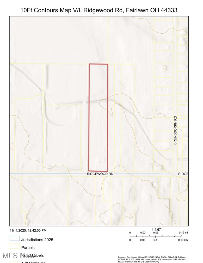 V/l - 5.8-acres V/l - 5.8-acres Ridgewood Road Akron, OH 44333 - Photo 7 of 7 10Ft Contours Map, Whole Parcel