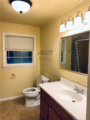 a bathroom with a sink a toilet and mirror