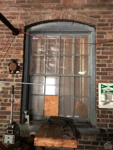 a bathroom with a window