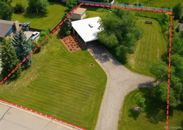 an aerial view of a house