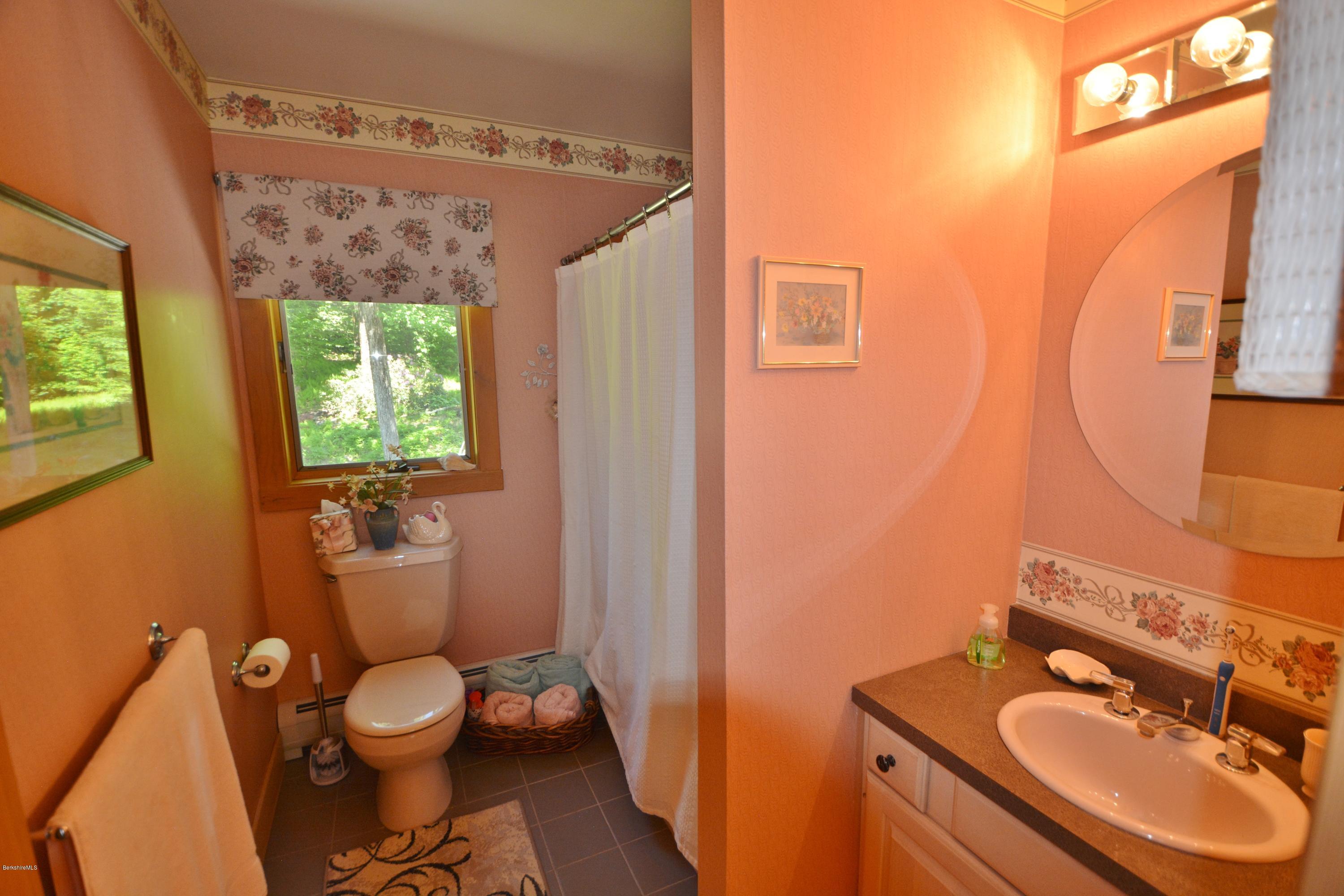 1304 West Center Road Otis, MA 01253 - Photo 20 of 28 a bathroom with a sink a toilet and a mirror