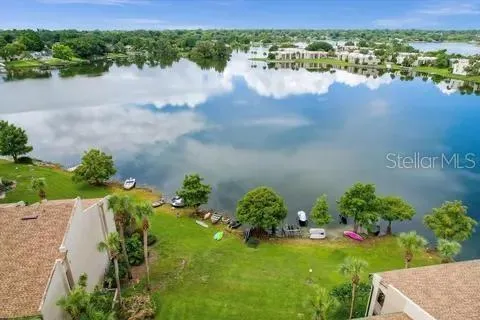 a view of lake with green space